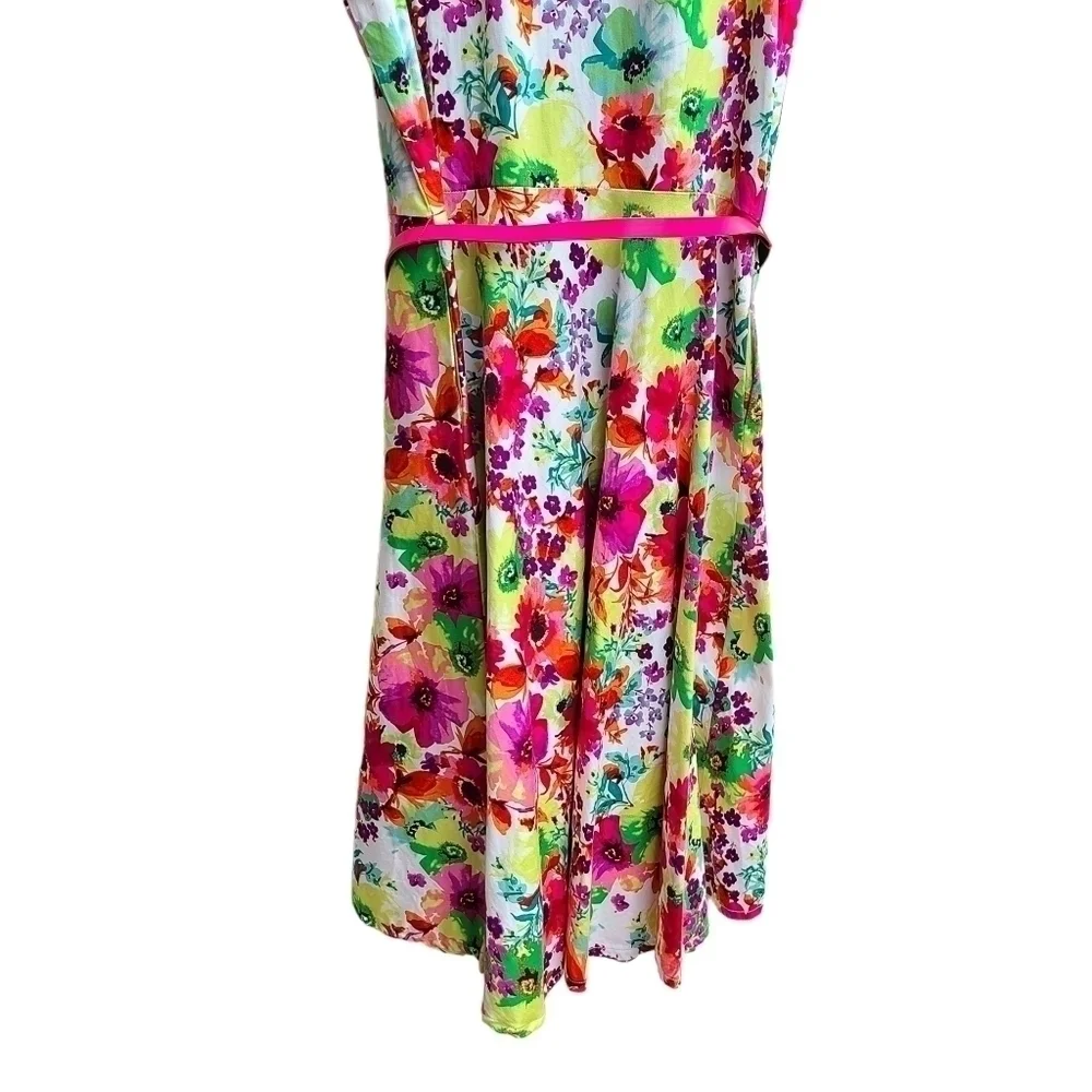 Cheeta B Classic Floral Button-down Polo Collar Dress, Flared, Size Large / XL